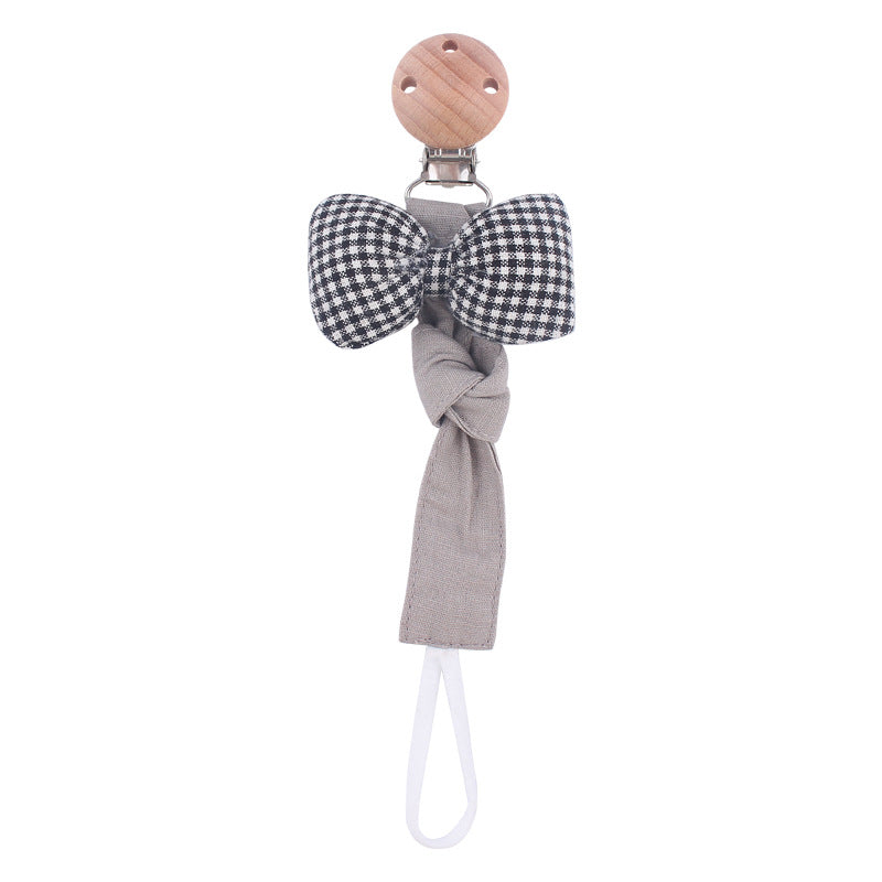 Wholesale Baby Beech Clip Soothing Cotton and Linen Ribbon Bow Pacifier Rope Chain